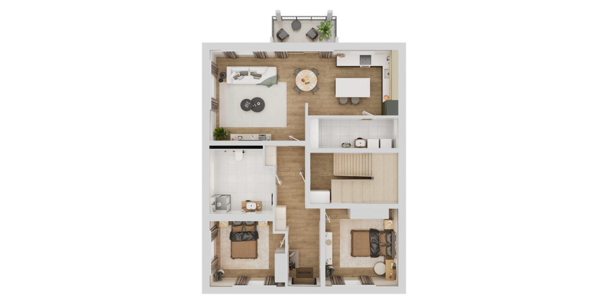 Grundriss Erdgeschosswohnung 2D